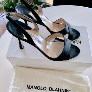 Manolo Blahnik Varla Satin Sling-back heel